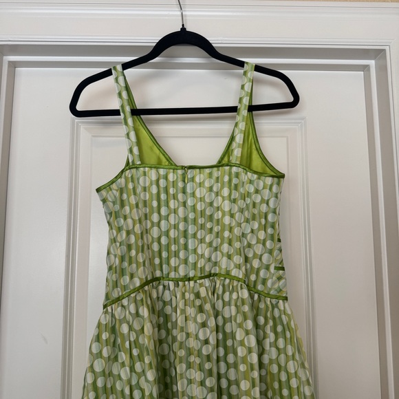 Vintage ROBBIE BEE Retro 1950s Pinup Rockabilly Green Polka Dot Sleeveless Dress - Picture 4 of 5